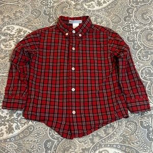 Janie and Jack 2T Red Navy and Green Plaid Shirt